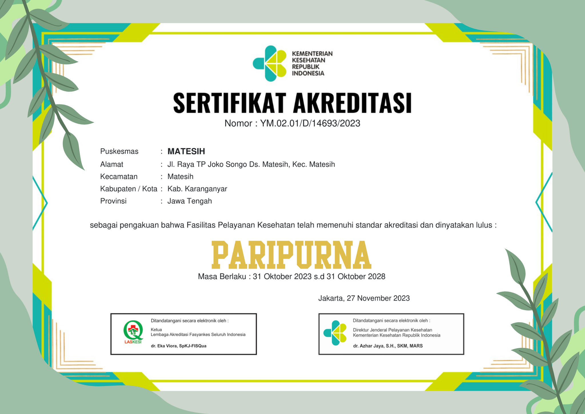 Akreditasi Puskesmas Matesih